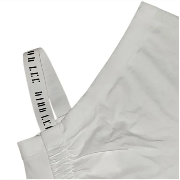 NWT Dion Lee Midweight Jersey Asymmetrical Gathered White Logo Tee - Size 0